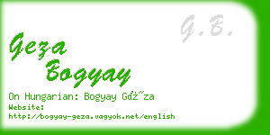 geza bogyay business card